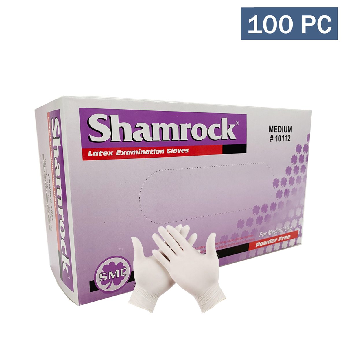 Latex Examination Glove Shamrock 10112-Medium-100 count Fully Textured Safe for Food Medical Grade No Powder Strong Latex Gloves 