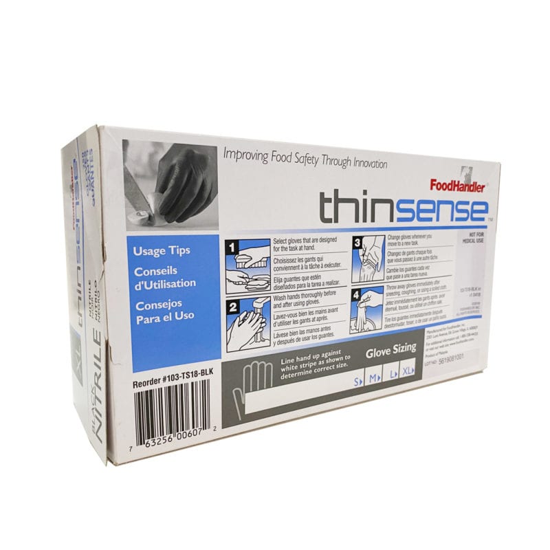 FoodHandler Thinsense Nitrile Gloves, Black 250 Piece (S) Health Supply World