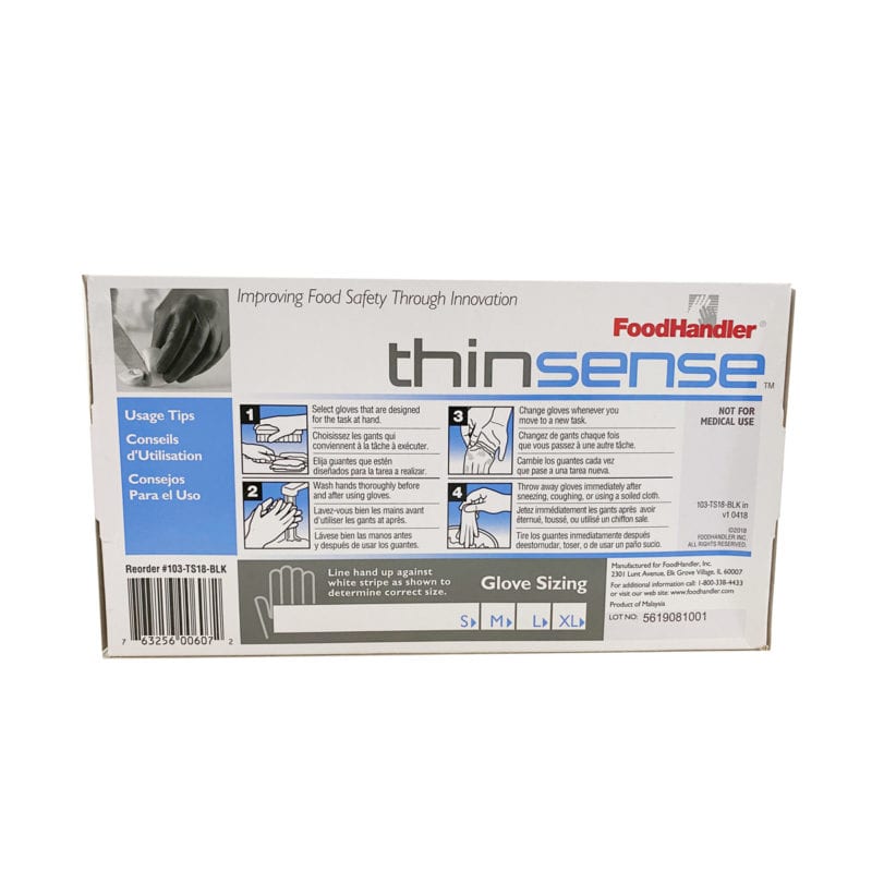 FoodHandler Thinsense Nitrile Gloves, Black 250 Piece (S) Health Supply World