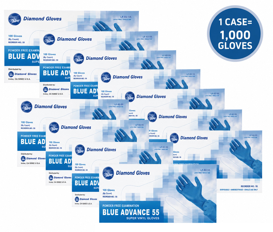 2.2 blue vinyl gloves disposable case bulk of 1000 pieces wholesale cheap