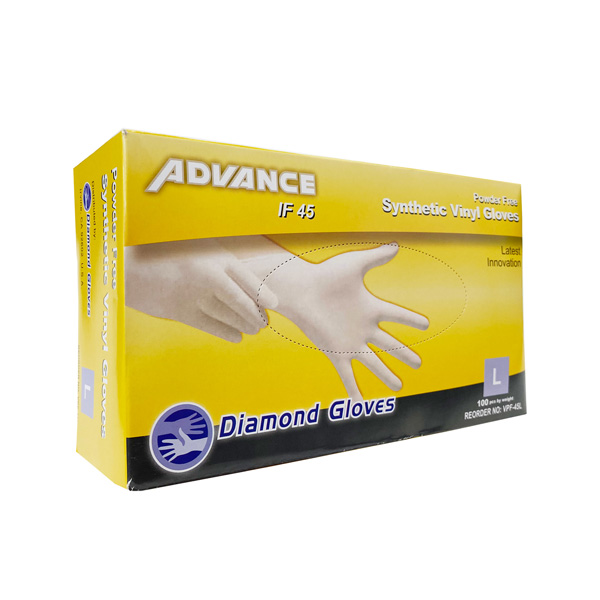 Diamond Advance Cream Synthetic Vinyl Gloves IF45- X-Large