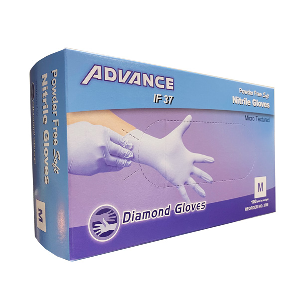 Advance Nitrile Industrial Gloves, Blue 100 Pieces (M) Health