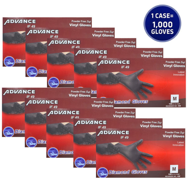 diamond advance if49 black vinyl powder-free gloves disposable food grade cheap wholesale distributor